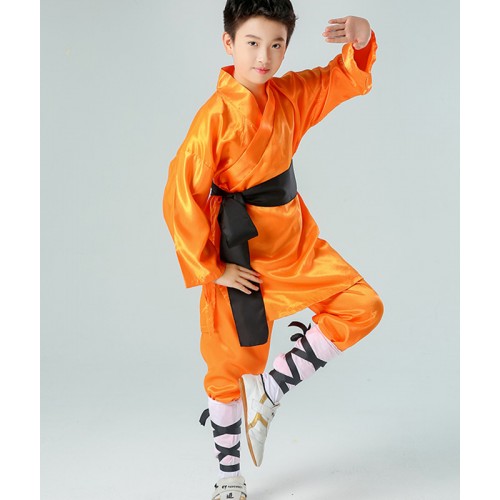 Children martial arts wushu clothes Boys Girls Little Monk Shaolin Temple Chinese Kungfu suit Monk Performance Costume